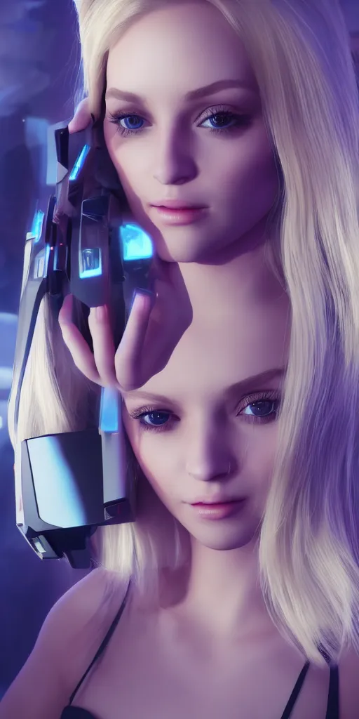 Prompt: a beautiful blonde girl trapped in virtual reality, futuristic, cyberpunk, 3 d rendered, 3 d rendering, dramatic lighting, dark theme, hdr, unreal engine 5, crazy realistic