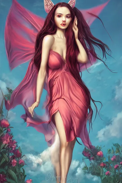 Prompt: Succubus in body conscious sundress portrait, by artgerm, WLOP and Ross Tran