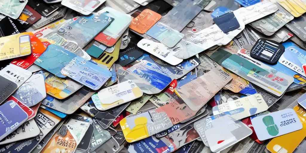 Prompt: an overwhelming pile of credit cards