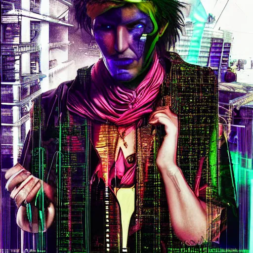 Prompt: warlock architect cyberpunk realism, photo realism, style of david lachapelle, 3 5 mm