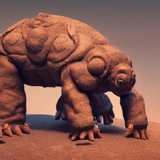 Image similar to photography of a realistic golem animal, ultra detailed, 8 k, cinematic lighting, natural background, trending on artstation, pokemon