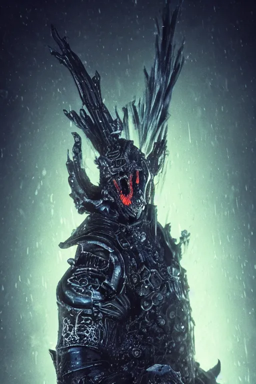 Prompt: a portrait of an ancient lich king, dark fantasy setting, dynamic pose, cobwebs and dust, decay, glowing red eyes, close - up, intricate details, intricately detailed clothing and textures, warm lighting, vivid colors, smoke and mist, realistic octane render, hyper realistic render, volumetric shading, depth of field, raytracing, 8 k,