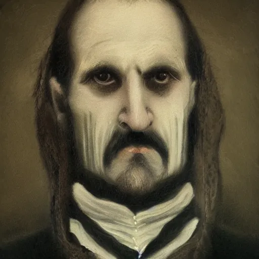 Image similar to the gray weaving evil - nature portrait in the style of a 1 9 th century oil painting