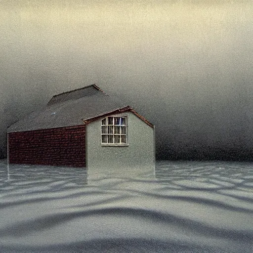 Prompt: painting of the inside of a flooded house, by Quint Buchholz