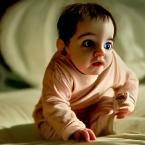 Image similar to stanley kubrick as the baby from 2 0 0 1 cinematic 3 5 mm dramatic hdr