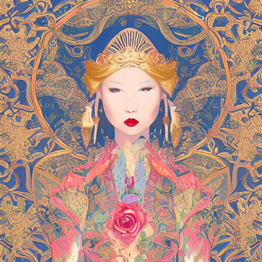 Image similar to Gilded lotus princess, ivy, oriental wallpaper, james jean