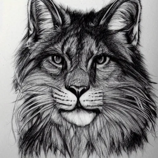 Image similar to a beautiful furry creature drawed with a pen