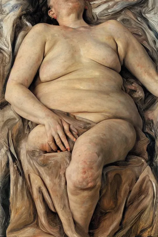 Image similar to a woman in bliss, in part by jenny saville, in part by lucian freud