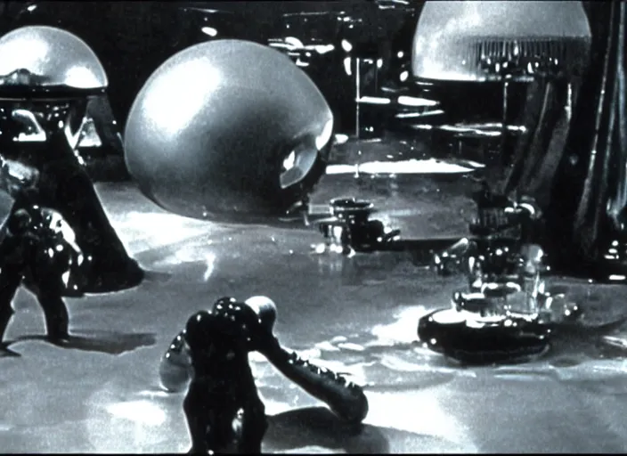 Image similar to scene from a 1960 science fiction film