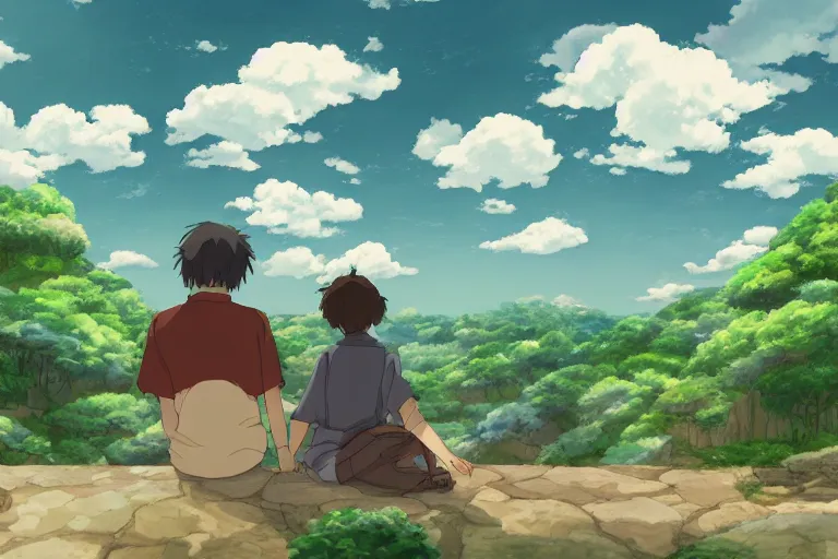 clouds in the style of studio ghibli and makoto shinkai | Stable Diffusion