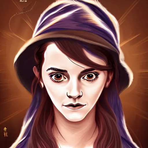 Image similar to Emma Watson as Witch, in the style of Na Honjaman Rebeleop, by Jang-Sung Rak (aka Dubu), epic artwork, vector art, digital art, trending on Artstation