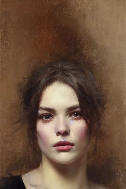 Prompt: Richard Schmid and Jeremy Lipking and Roberto Ferri full length portrait painting of a young beautiful woman