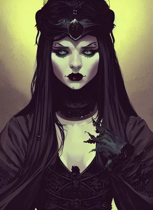 Image similar to portrait of beautifull goth maiden, cute face. dark fantasy, d & d, artstation, art by petros afshar, tom whalen, laurie greasley and greg rutkowski and ilya kuvshinov