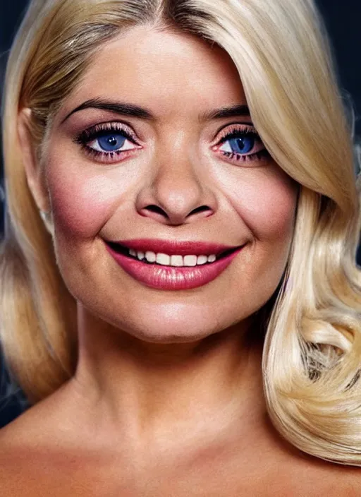 Image similar to holly Willoughby with the physique of a body builder, symmetrical facial features, hyper realistic, ultra detailed, cinematic, dynamic lighting, photorealistic, refined, intricate, digital art, digital painting, masterpiece, 8k