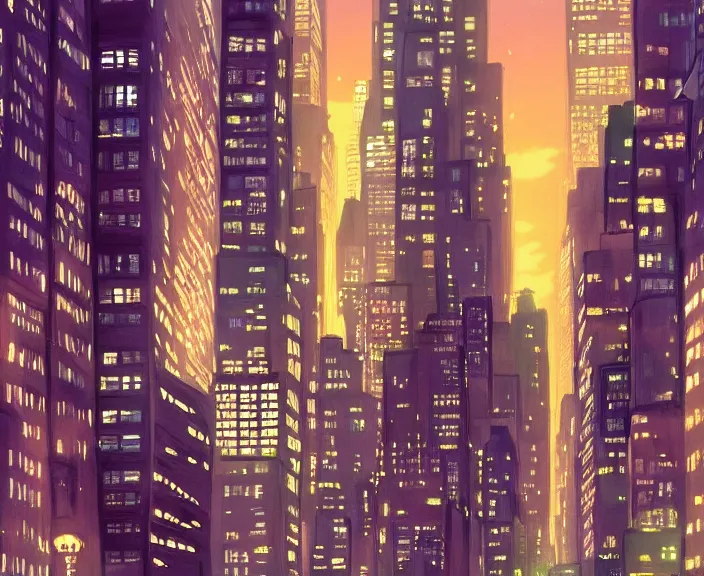 Prompt: New York city at night, peaceful and serene, incredible perspective, soft lighting, anime scenery by Makoto Shinkai and studio ghibli, very detailed