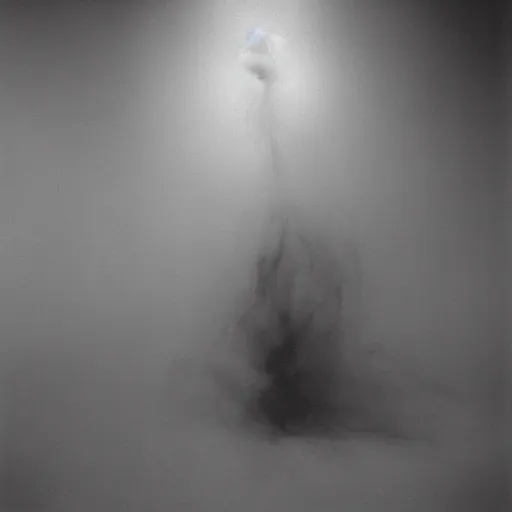 Prompt: the gritty beautiful feeling of a bold atomic smoke dripping from a grey wall, minimalist, cornered by conflicting emotions, fluid simulation made of sorrows, constant self - awareness, elegant photography, by annie leibovitz, by beksinski, by francis bacon, by kurosawa, by abbas kiarostami
