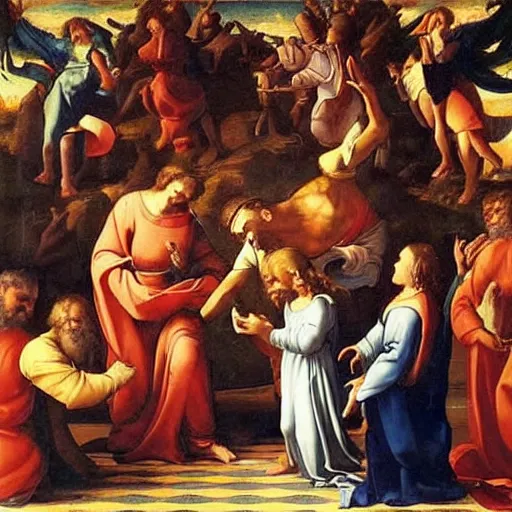 Prompt: The righteous hand of god renaissance painting beautiful!