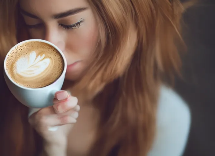 Image similar to Beautiful girl holding a cup of coffee, cinematic, very high quality, 8k