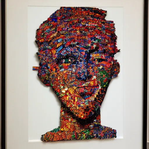 Image similar to anima girl lost in colors artwork by el anatsui