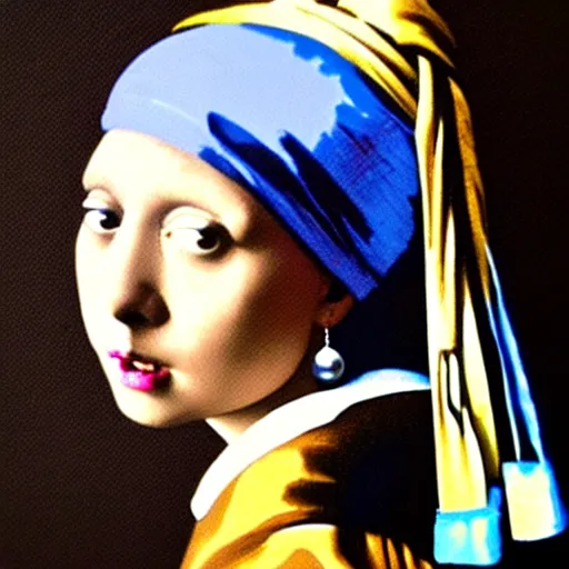 Prompt: Girl With a Pearl Earring in the style of Salvador Dalí