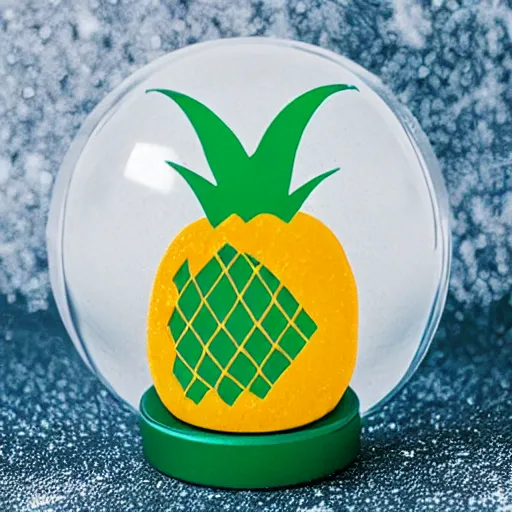 Image similar to snow globe with a pineapple inside, realistic