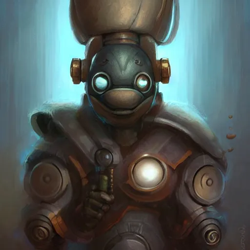 Prompt: anthropomorphic robot [ thing ], laser shield, tiny, small, short, cute and adorable, pretty, beautiful, dnd character art portrait, matte fantasy painting, deviantart artstation, by jason felix by steve argyle by tyler jacobson by peter mohrbacher, cinema
