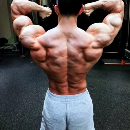 Prompt: fine back muscles, handsome, sculpted, symmetrical, shoulders focus