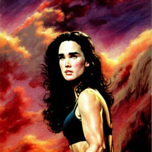 Image similar to jennifer connelly by frank frazetta