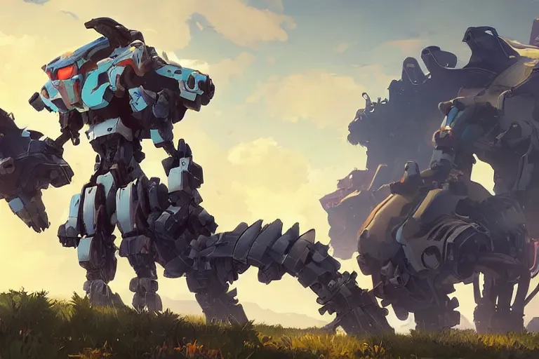 Image similar to grazer machine mecha animal beast robot of horizon forbidden west horizon zero dawn bioluminiscence, behance hd by jesper ejsing, by rhads, makoto shinkai and lois van baarle, ilya kuvshinov, rossdraws global illumination