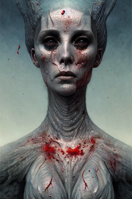 Prompt: gorgeous lilith the mother of all monsters dusty, destroyer! of worlds, bloody mouth, raining ash & smoke, fine art masterpiece, highly detailed dino valls wayne barlowe machiej kuciara, dramatic lighting, long shot, wide angle, uhd 8 k, sharp focus