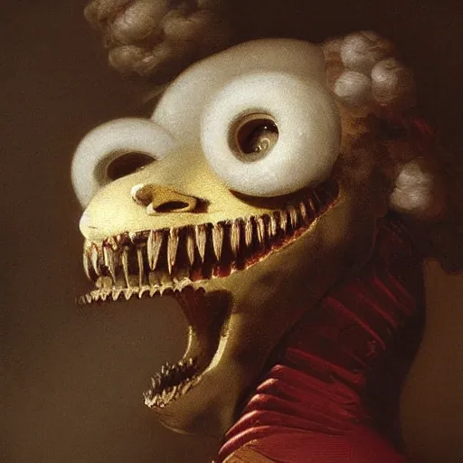 Image similar to wonderful world of anthropomorphic teeth painted by fragonard