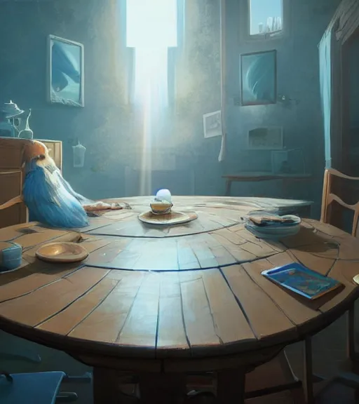 Prompt: highly detailed spilled milk on the table, unreal engine, loish, rhads, makoto shinkai and tom bagshaw, reflective global illumination, god rays, detailed and intricate environment