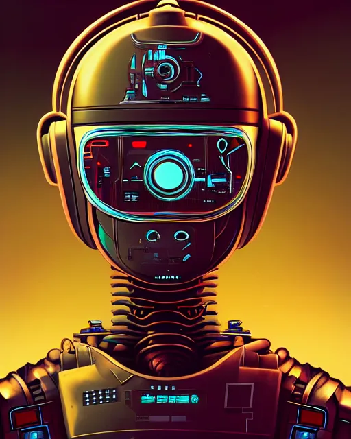 Image similar to robot, character portrait, portrait, close up, concept art, intricate details, highly detailed, sci - fi poster, cyberpunk art, in the style of looney tunes