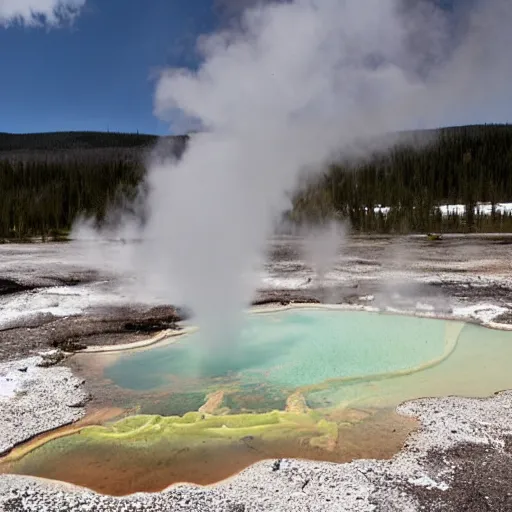 Prompt: a dragon emerging from a hotspring, photograph captured at yellowstone national park