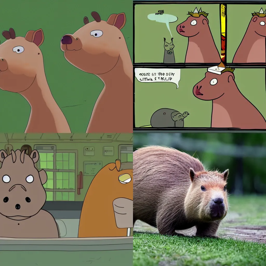 Prompt: capybara in the style of rick and morty, 8 k