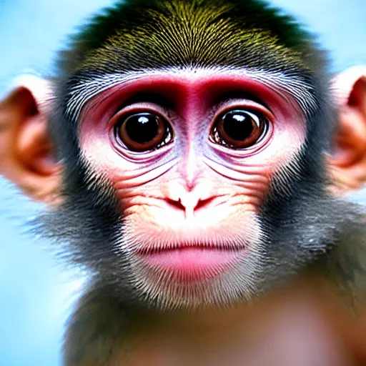 Prompt: small monkey, big eyes