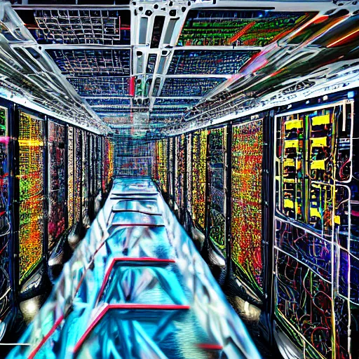 Prompt: diverse groups of humans destroying the supercomputer, from behind, rebirth, beauty, wide angle, elaborate, wet, highly detailed, colors, beautiful lighting