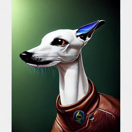 Prompt: metallic greyhound portrait, Pixar style, by Tristan Eaton Stanley Artgerm and Tom Bagshaw.