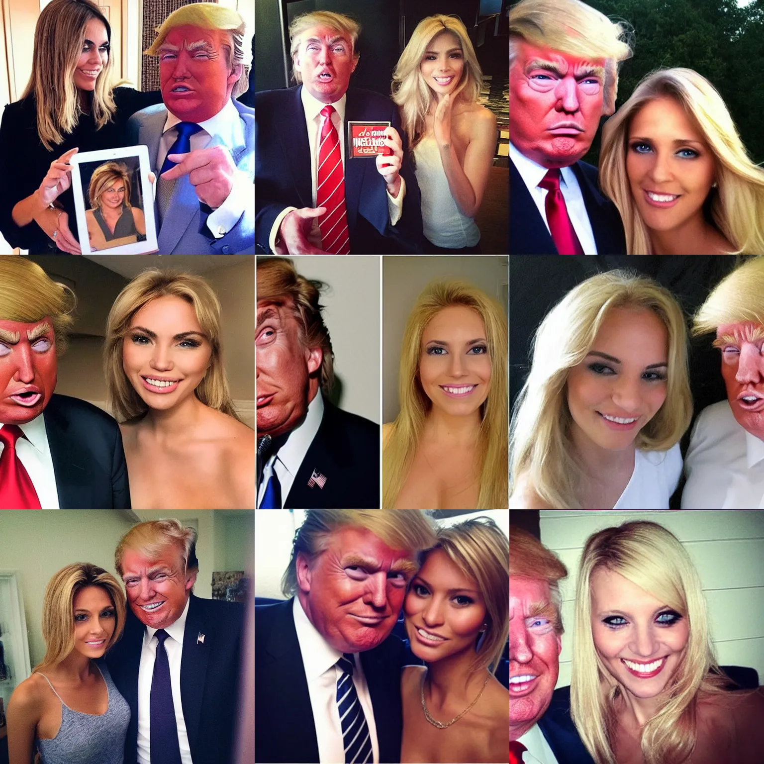 Prompt: my girlfriend looks a lot like donald trump, cute couple's photograph, instagram post
