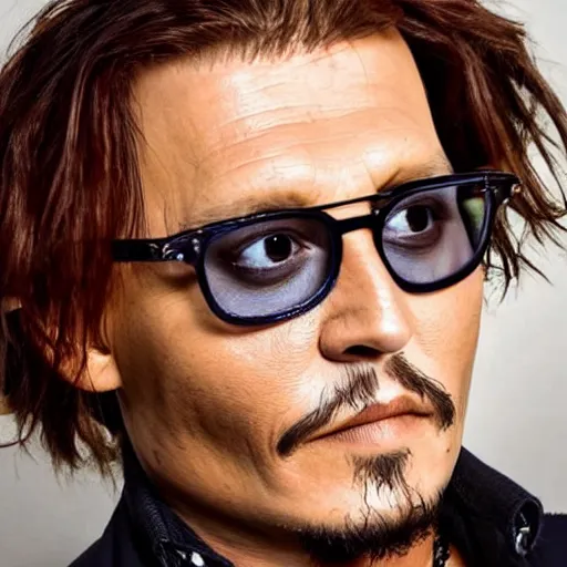 Image similar to photo of johnny depp with a ginger hair women studio portrait