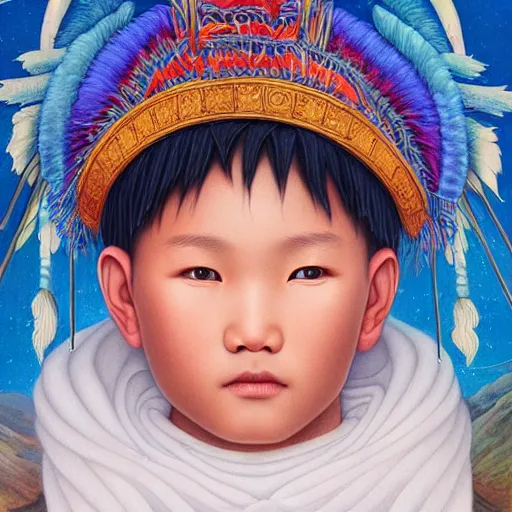 Image similar to a stunning portrait of yakut boy by Evelyn De Morgan and Ross Tran, rossdraws, fresco