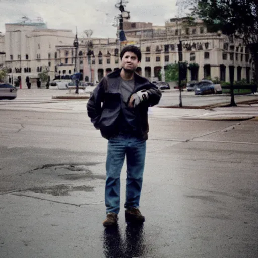 Prompt: Marco Rubio as a disheveled homeless man. CineStill