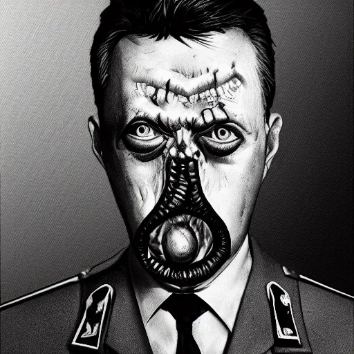 Image similar to igor ivanovich strelkov became a cringe lovecraftian degenerate abomination, photo - realistic, color image, 2 k, highly detailed, bodyhorror, occult art