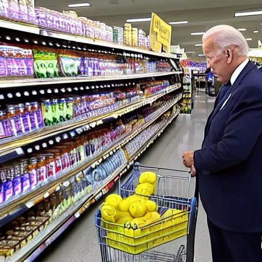 Prompt: Joe Biden berating a fat man at the supermarket, 8K, high quality