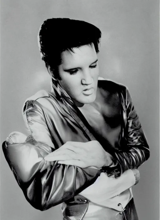 Image similar to photo of superstar elvis presley by anne leibovitz