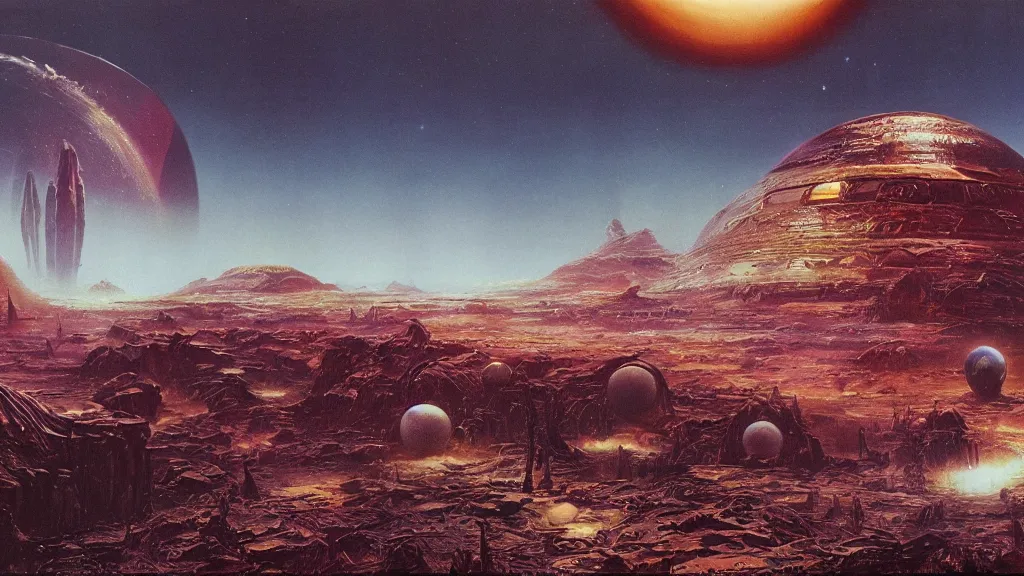 Image similar to alien planet, an empire in upheaval by arthur haas and bruce pennington, cinematic matte painting