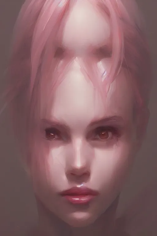 Image similar to 3 / 4 portrait, soft, pink, artgerm and and greg rutkowski, trending on artstation