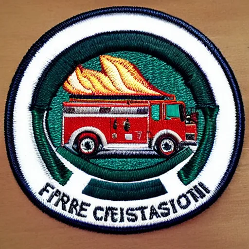 Image similar to fire station flame embroidered patch retro design