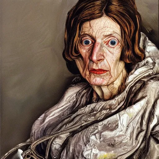 Prompt: high quality high detail painting by lucian freud, hd, portrait of a female warlock, fantasy