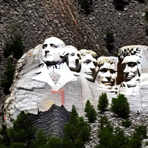 Image similar to a photo of mount rushmore after donald trump's face had been added